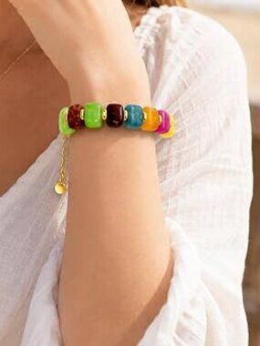 Chunky Colorful Beaded Boho Bracelet - New in bag
